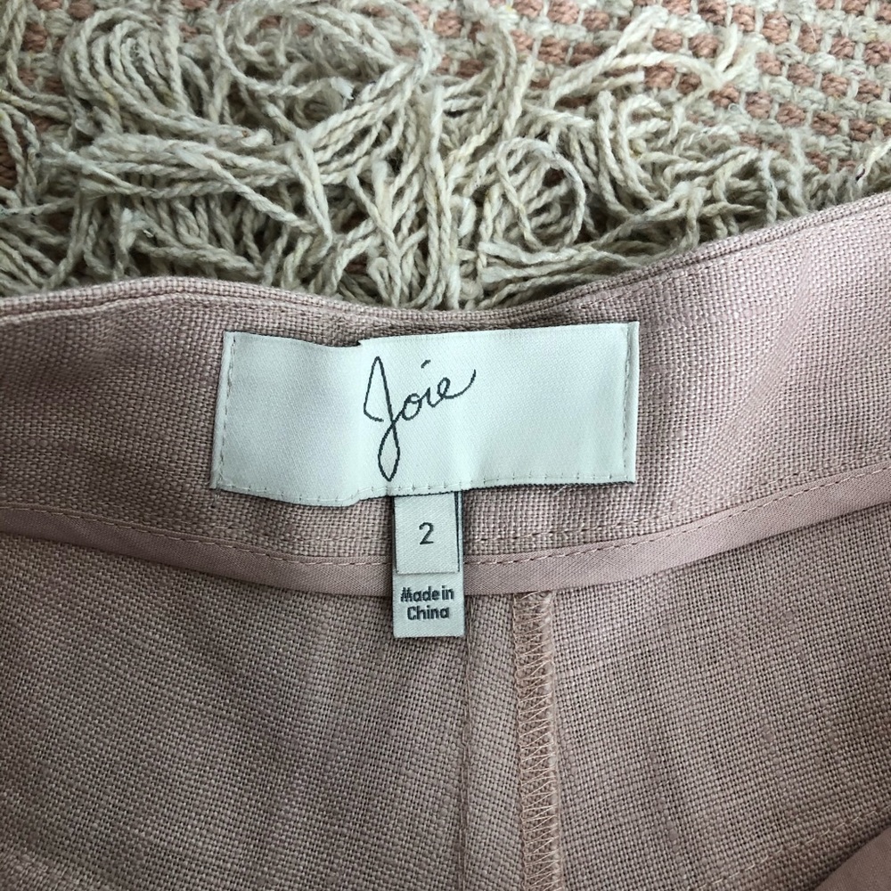 JOIE Leiden Picnic Pink Linen Falt-Front Dress Shorts Sz 2 Low Rise Y2K Preppy - Picture 10 of 15